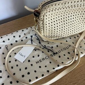 Clare V Cream Textured Crossbody Bag